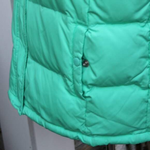 GAP Mint Green Fleece Lined Removable Fur Hood Down Insulated Puffer Vest Sz XL - Picture 8 of 12